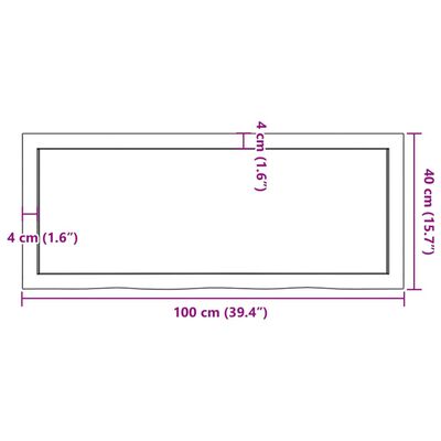 vidaXL Sieninė lentyna, 100x40x(2-4) cm, neapdorotas ąžuolo masyvas