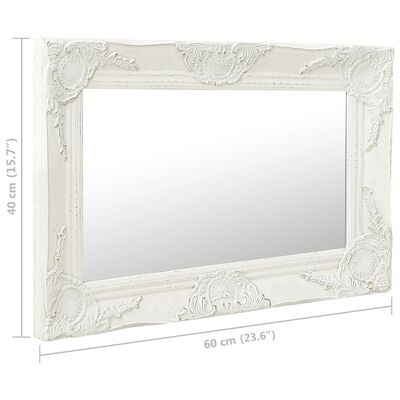 vidaXL Sieninis veidrodis, baltas, 60x40cm, barokinis stilius