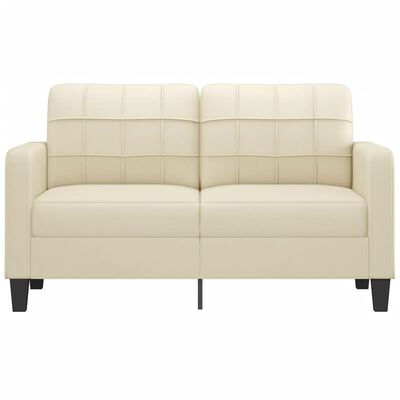 vidaXL Dvivietė sofa, kreminės spalvos, 140cm, dirbtinė oda