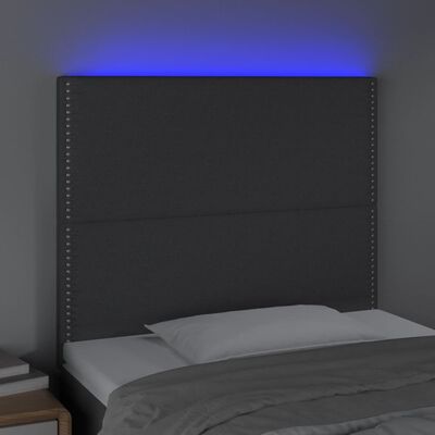 vidaXL Galvūgalis su LED, tamsiai pilkas, 90x5x118/128cm, audinys