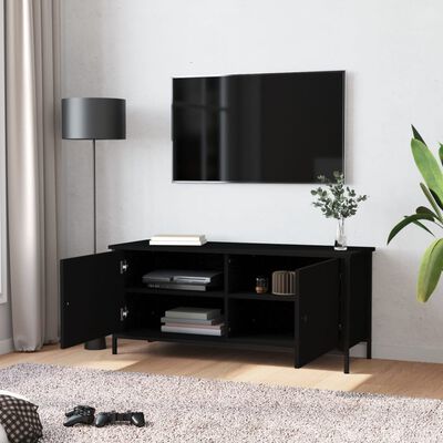 vidaXL TV spintelė su durelėmis, juoda, 102x35x45cm, apdirbta mediena