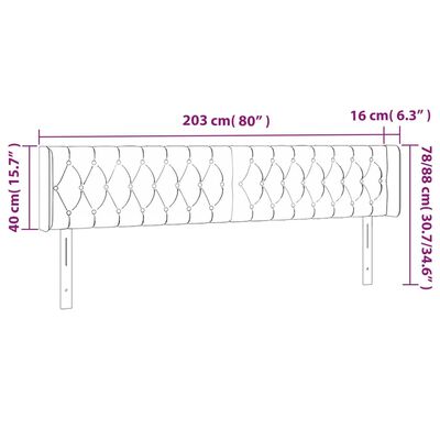 vidaXL Galvūgalis su LED, rožinės spalvos, 203x16x78/88cm, aksomas