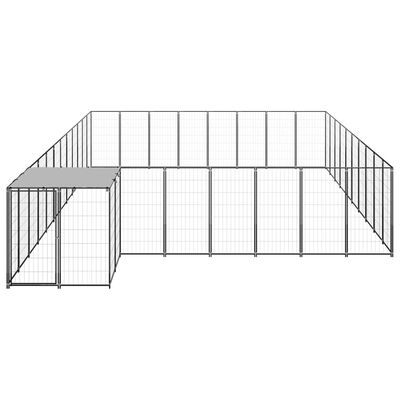 vidaXL Voljeras šunims, juodos spalvos, 25,41 m², plienas