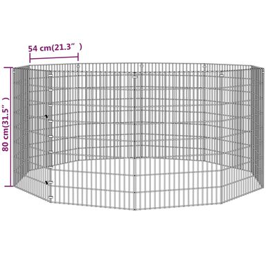 vidaXL Aptvaras gyvūnams, 10 segmentų, 54x80cm, galvanizuota geležis