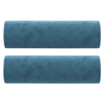 vidaXL Trivietė sofa su pagalvėlėmis, mėlynos spalvos, 180cm, aksomas