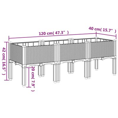 vidaXL Sodo lovelis su kojomis, rudos spalvos, 120x40x42cm, PP