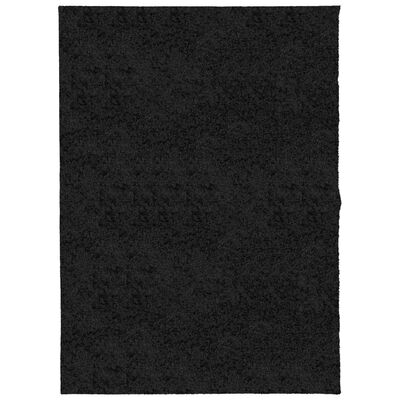 vidaXL Shaggy kilimas PAMPLONA, juodas, 140x200cm, aukšti šereliai