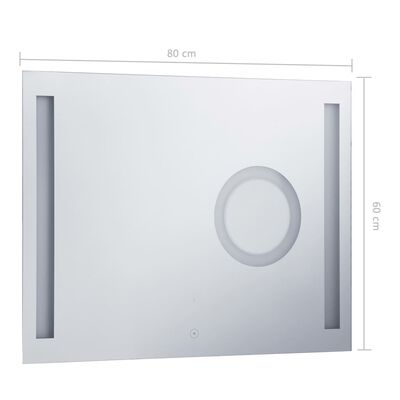 vidaXL Sieninis vonios kambario veidrodis su LED ir jutikliu, 80x60cm