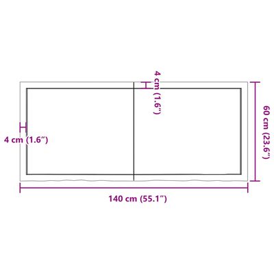 vidaXL Vonios stalviršis, šviesiai rudas, 140x60x(2-4)cm, mediena