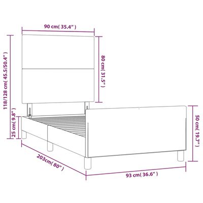 vidaXL Lovos rėmassu galvūgaliu, baltos, 90x200 cm, dirbtinė oda