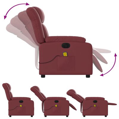 vidaXL Elektrinis atlošiamas masažinis krėslas, vyno, dirbtinė oda