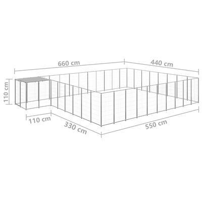 vidaXL Voljeras šunims, sidabrinės spalvos, 25,41 m², plienas