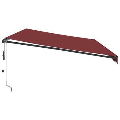 vidaXL Automatinė ištraukiama markizė su LED, bordo spalvos, 600x350cm