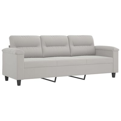 vidaXL Trivietė sofa, šviesiai pilka, 180cm, mikropluošto audinys