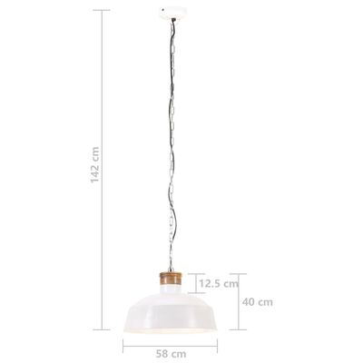 vidaXL Kabantis šviestuvas, baltas, 58cm, E27, pramoninio stiliaus