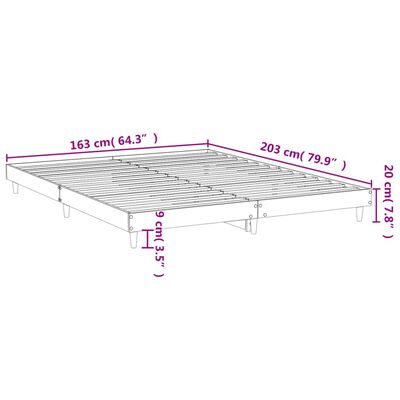 vidaXL Lovos rėmas, dūminio ąžuolo, 160x200cm, apdirbta mediena