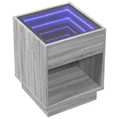 vidaXL Naktinis staliukas su Infinity LED, pilkas ąžuolo, 40x40x50cm