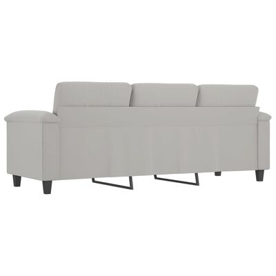 vidaXL Trivietė sofa, šviesiai pilka, 180cm, mikropluošto audinys