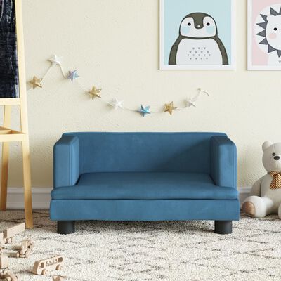 vidaXL Vaikiška sofa, mėlynos spalvos, 60x40x30cm, aksomas