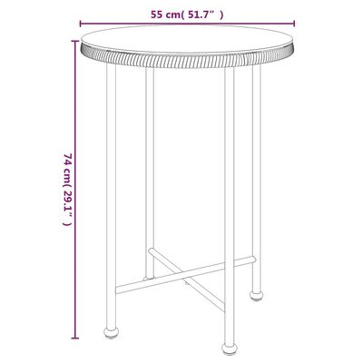 vidaXL Valgomojo stalas, juodas, 55cm, grūdintas stiklas ir plienas