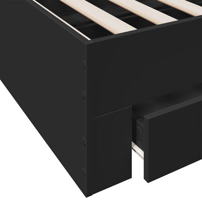 vidaXL Lovos rėmas su stalčiais, juodas, 200x200cm, apdirbta mediena