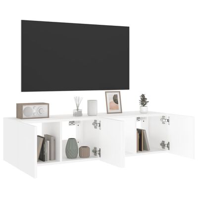 vidaXL Sieninės TV spintelės su LED, 2vnt., baltos, 60x35x31cm