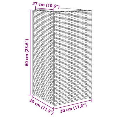 vidaXL Sodo lovelis, pilkos spalvos, 30x30x60cm, poliratanas