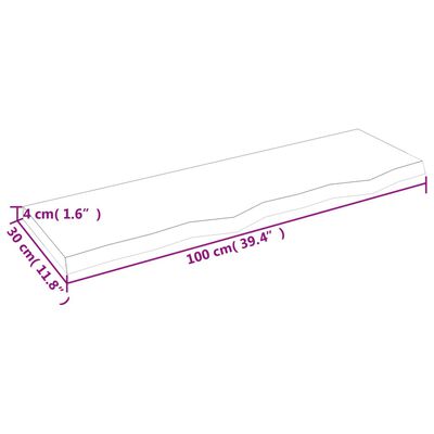 vidaXL Vonios stalviršis, tamsiai rudas, 100x30x(2-4) cm, mediena