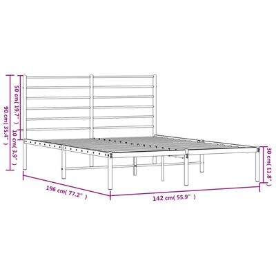 vidaXL Metalinis lovos rėmas su galvūgaliu, juodos spalvos, 135x190cm