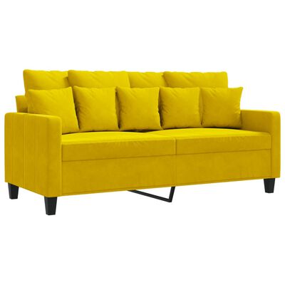 vidaXL Dvivietė sofa, geltonos spalvos, 140cm, aksomas