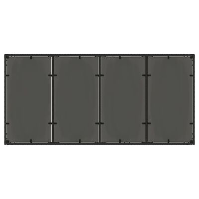 vidaXL Stalas su stikliniu stalviršiu, juodas, 190x90x75, poliratanas