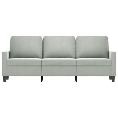 vidaXL Trivietė sofa, šviesiai pilkos spalvos, 180cm, aksomas