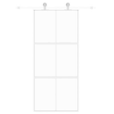 vidaXL Stumdomos durys, baltos, 90x205cm, grūdintas stiklas/aliuminis