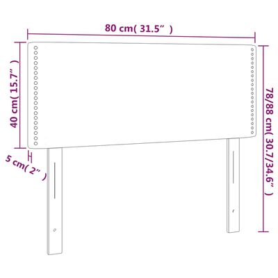 vidaXL Galvūgalis su LED, šviesiai pilkas, 80x5x78/88cm, aksomas