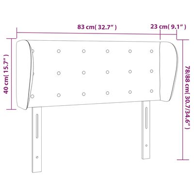 vidaXL Galvūgalis su auselėmis, juodos,83x23x78/88cm, dirbtinė oda