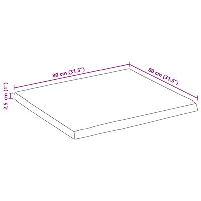 vidaXL Stalviršis, 80x80x2,5cm, mango medienos masyvas, su gyvu kraštu