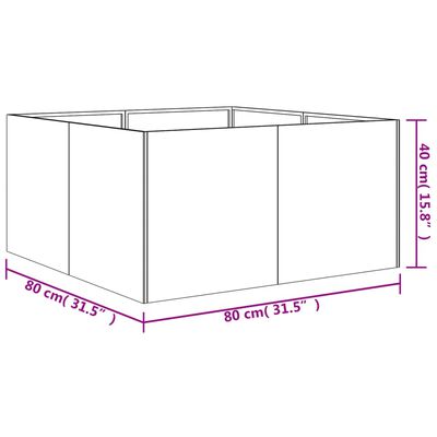 vidaXL Lovelis, 80x80x40cm, Corten plienas