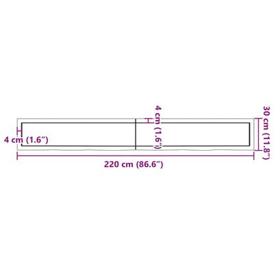 vidaXL Vonios stalviršis, tamsiai rudas, 220x30x(2–4) cm, mediena