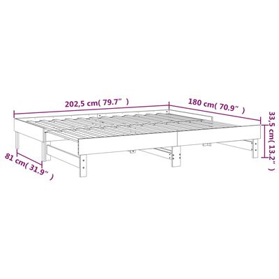 vidaXL Ištraukiama lova, pilka, 2x(90x200)cm, pušies medienos masyvas