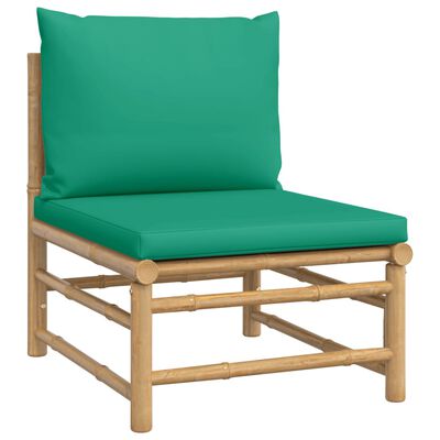 vidaXL Sodo komplektas su žaliomis pagalvėlėmis, 8 dalių, bambukas