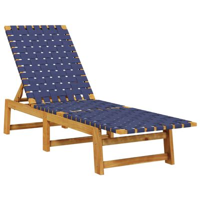 vidaXL Saulės gultai su staliuku, 2vnt., mėlyni, akacijos masyvas