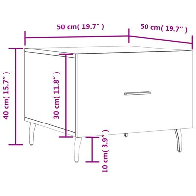 vidaXL Kavos staliukas, sonoma ąžuolo, 50x50x40cm, apdirbta mediena
