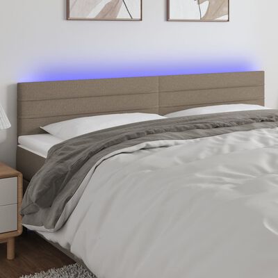 vidaXL Galvūgalis su LED, taupe spalvos, 200x5x78/88cm, audinys