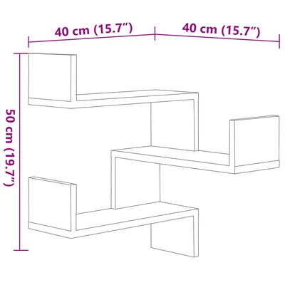 vidaXL Sieninės kampinės lentynos, 2vnt., juodos, 40x40x50cm, mediena
