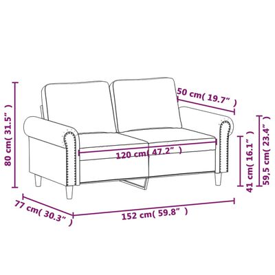 vidaXL Dvivietė sofa, šviesiai pilkos spalvos, 120cm, aksomas