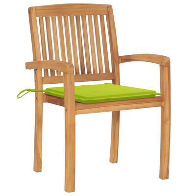 vidaXL Sodo kėdės su šviesiai žaliomis pagalvėlėmis, 2vnt., tikmedis