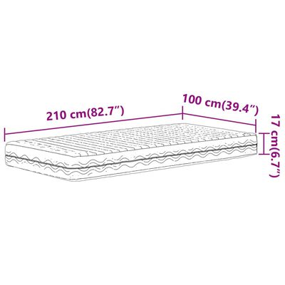 vidaXL Poroloninis čiužinys, baltos spalvos, 100x210cm, H2/H3 kietumo