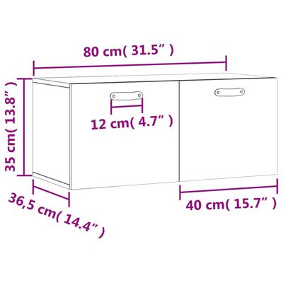 vidaXL Sieninė spintelė, betono pilka, 80x36,5x35cm, apdirbta mediena