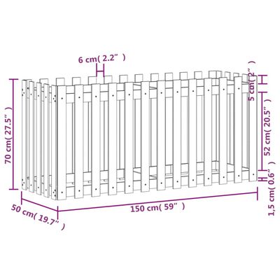 vidaXL Sodo lovelis, 150x50x70cm, impregnuota pušis, tvorelės dizaino