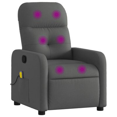 vidaXL Atlošiamas masažinis krėslas, tamsiai pilkos spalvos, audinys